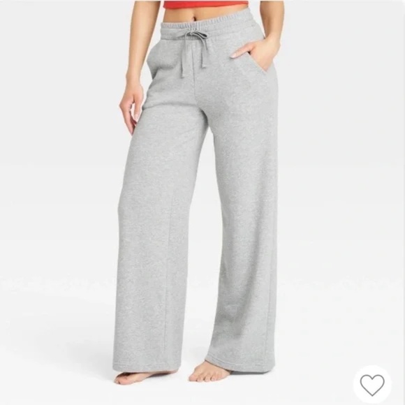 NWT Wild Fable Sweat Pants Womens XL Mid-rise Wide Leg Heather Grey - Picture 1 of 11